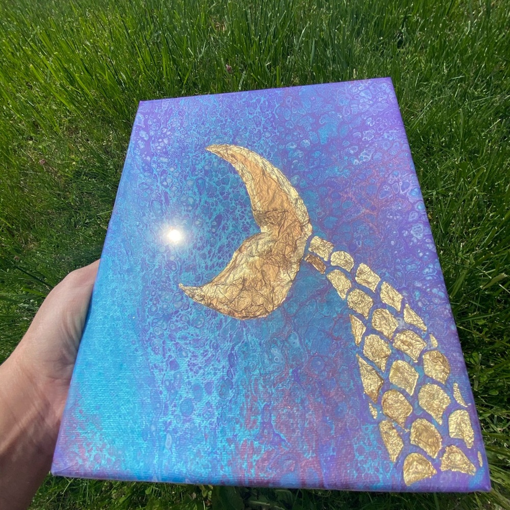 Original Mermaid Fluid Art painting